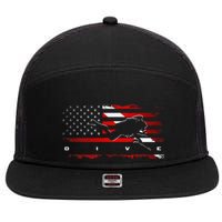 American Flag Scuba Diving Apparel Scuba Diving 7 Panel Mesh Trucker Snapback Hat
