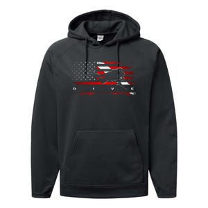 American Flag Scuba Diving Apparel Scuba Diving Performance Fleece Hoodie