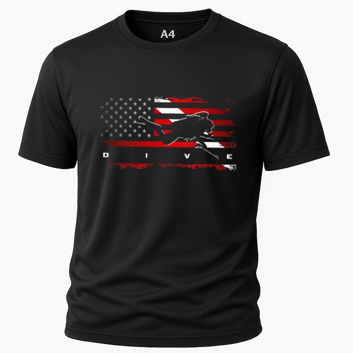 American Flag Scuba Diving Apparel Scuba Diving Cooling Performance Crew T-Shirt