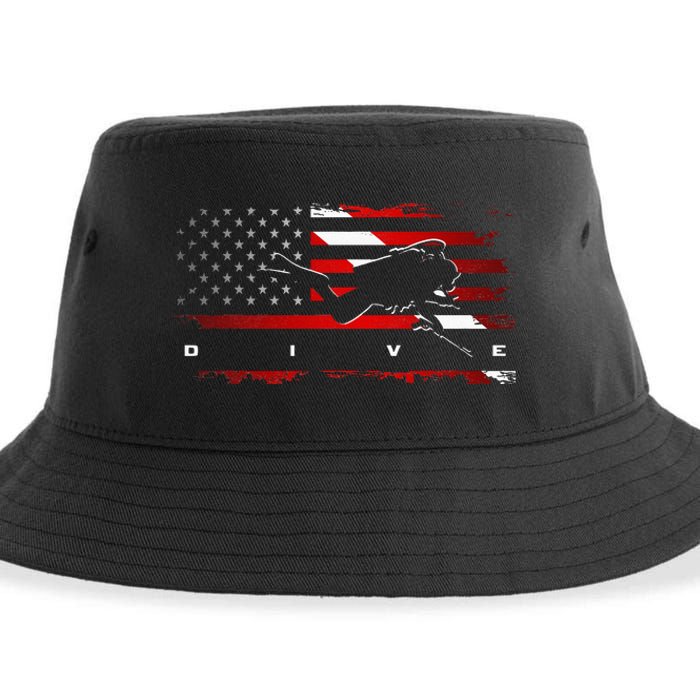 American Flag Scuba Diving Apparel Scuba Diving Sustainable Bucket Hat