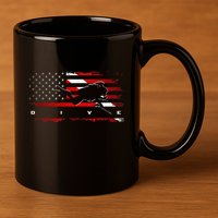 American Flag Scuba Diving Apparel Scuba Diving 11oz C Handle Ceramic Mug