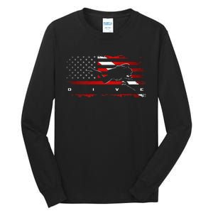 American Flag Scuba Diving Apparel Scuba Diving Tall Long Sleeve T-Shirt