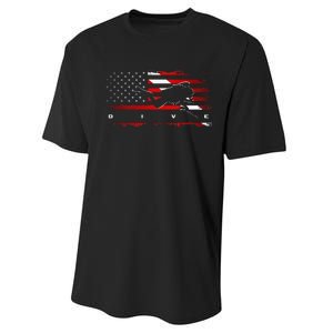 American Flag Scuba Diving Apparel Scuba Diving Performance Sprint T-Shirt