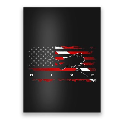 American Flag Scuba Diving Apparel Scuba Diving Poster