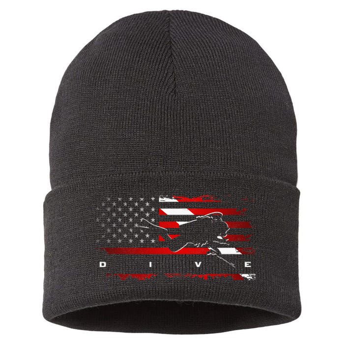 American Flag Scuba Diving Apparel Scuba Diving Sustainable Knit Beanie