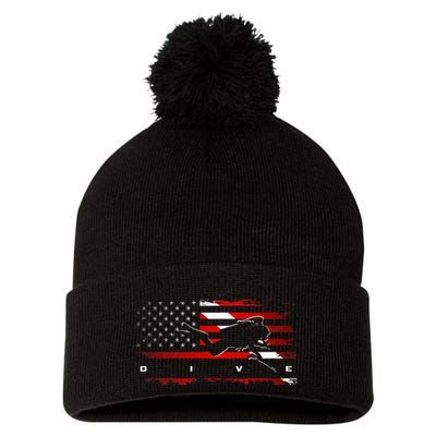 American Flag Scuba Diving Apparel Scuba Diving Pom Pom 12in Knit Beanie