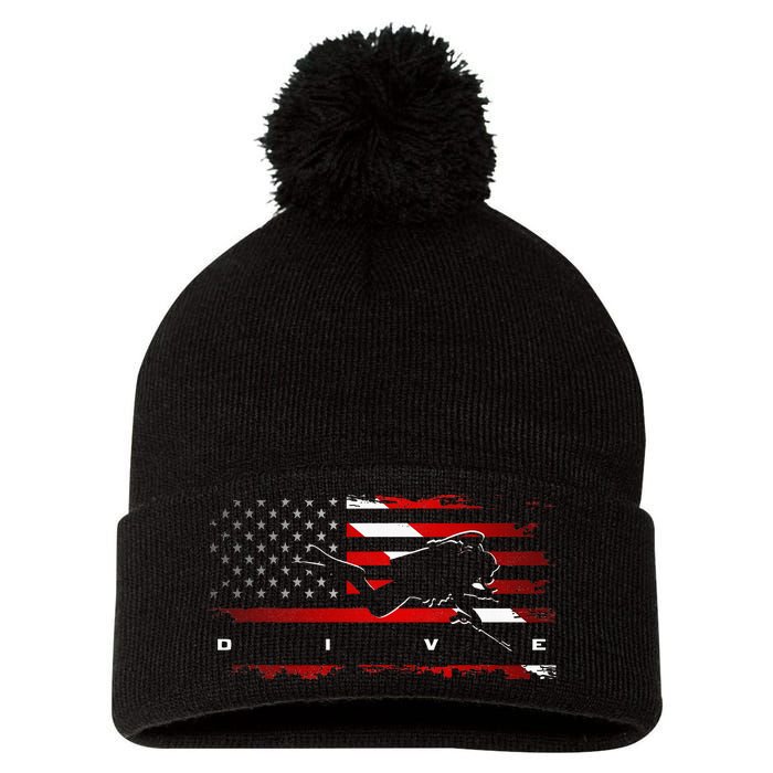 American Flag Scuba Diving Apparel Scuba Diving Pom Pom 12in Knit Beanie