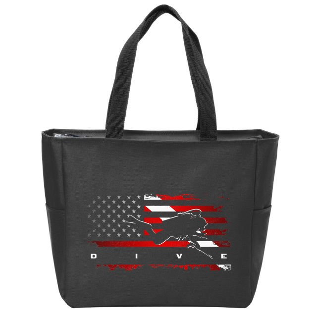 American Flag Scuba Diving Apparel Scuba Diving Zip Tote Bag