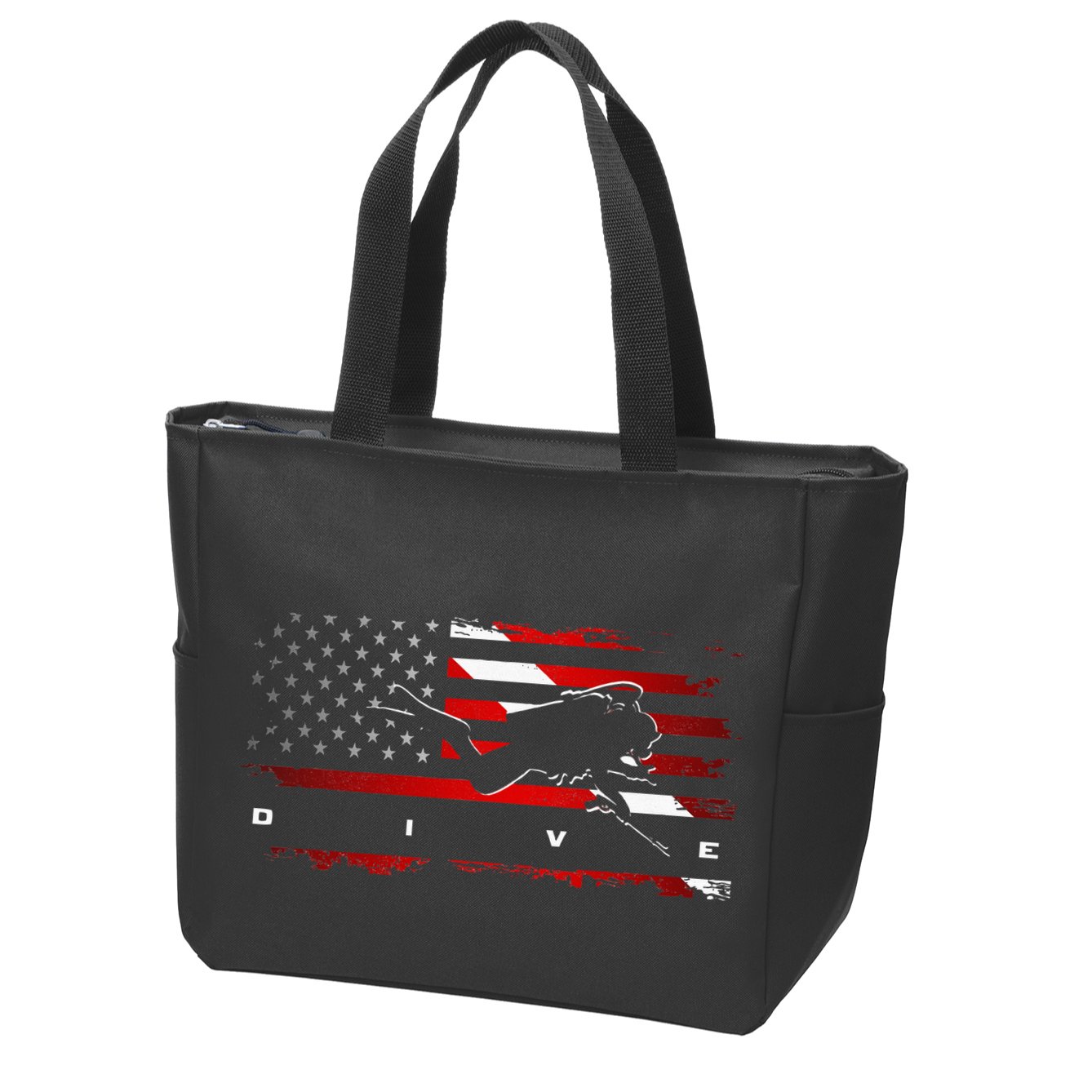American Flag Scuba Diving Apparel Scuba Diving Zip Tote Bag