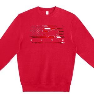 American Flag Scuba Diving Apparel Scuba Diving Premium Crewneck Sweatshirt