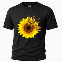 Autumn Fall Sunflower Butterflies Cooling Performance Crew T-Shirt
