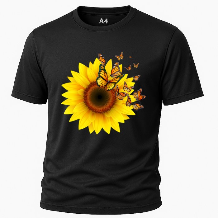 Autumn Fall Sunflower Butterflies Cooling Performance Crew T-Shirt