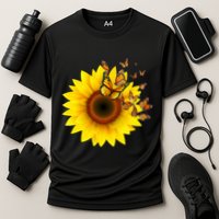 Autumn Fall Sunflower Butterflies Cooling Performance Crew T-Shirt