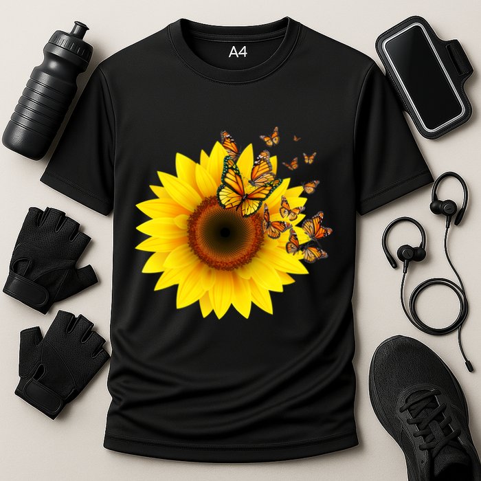 Autumn Fall Sunflower Butterflies Cooling Performance Crew T-Shirt
