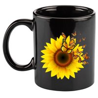 Autumn Fall Sunflower Butterflies 11oz C Handle Ceramic Mug
