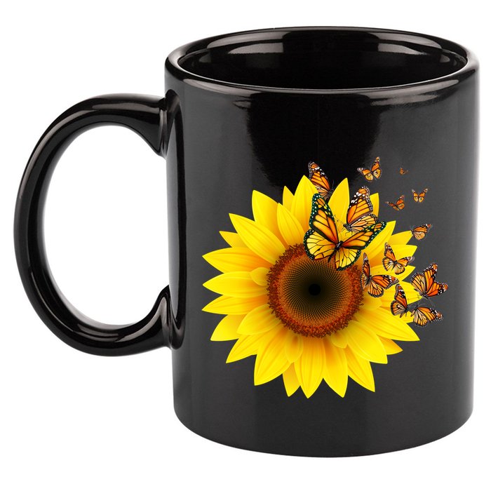 Autumn Fall Sunflower Butterflies 11oz C Handle Ceramic Mug