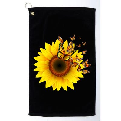Autumn Fall Sunflower Butterflies Golf Towel