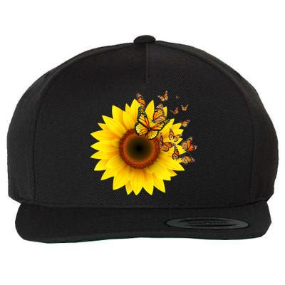 Autumn Fall Sunflower Butterflies Wool Snapback Cap