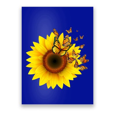 Autumn Fall Sunflower Butterflies Poster