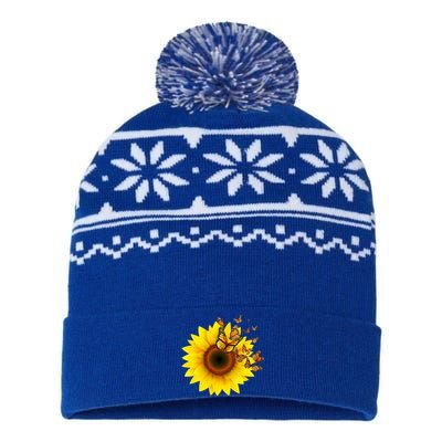 Autumn Fall Sunflower Butterflies USA-Made Snowflake Beanie