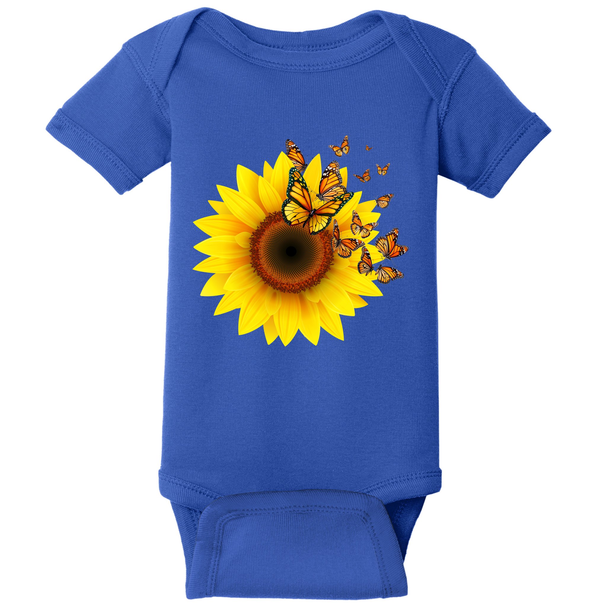 Autumn Fall Sunflower Butterflies Baby Bodysuit