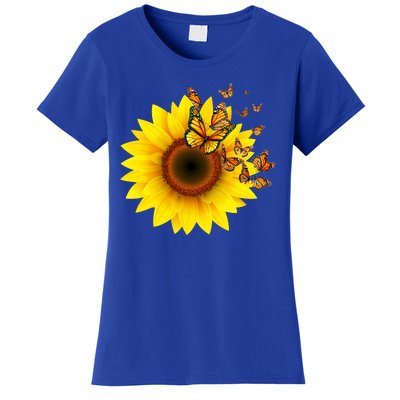 Autumn Fall Sunflower Butterflies Women's T-Shirt