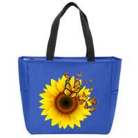 Autumn Fall Sunflower Butterflies Zip Tote Bag
