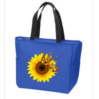 Autumn Fall Sunflower Butterflies Zip Tote Bag