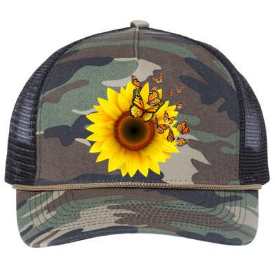 Autumn Fall Sunflower Butterflies Retro Rope Trucker Hat Cap