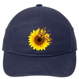 Autumn Fall Sunflower Butterflies 7-Panel Snapback Hat