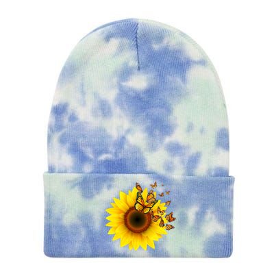 Autumn Fall Sunflower Butterflies Tie Dye 12in Knit Beanie