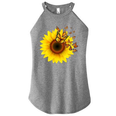 Autumn Fall Sunflower Butterflies Women’s Perfect Tri Rocker Tank