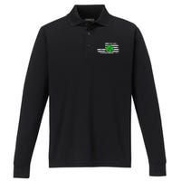 American Flag St Patricks Day Vintage Irish Lucky Performance Long Sleeve Polo