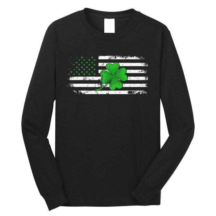 American Flag St Patricks Day Vintage Irish Lucky Long Sleeve Shirt