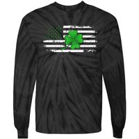 American Flag St Patricks Day Vintage Irish Lucky Tie-Dye Long Sleeve Shirt