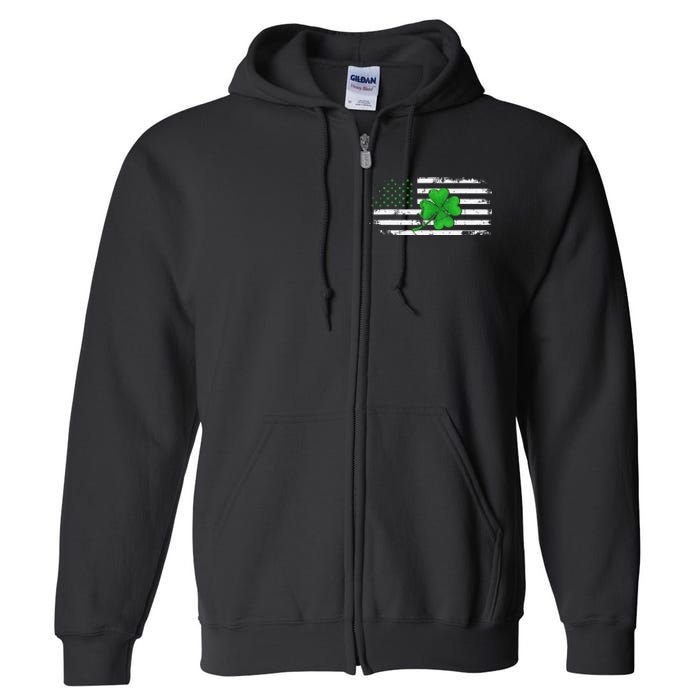 American Flag St Patricks Day Vintage Irish Lucky Full Zip Hoodie