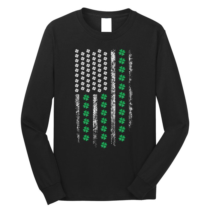 American Flag St Patricks Day Vintage Irish Lucky Long Sleeve Shirt