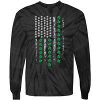 American Flag St Patricks Day Vintage Irish Lucky Tie-Dye Long Sleeve Shirt