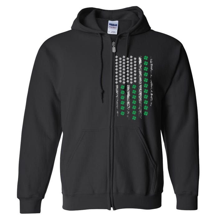 American Flag St Patricks Day Vintage Irish Lucky Full Zip Hoodie