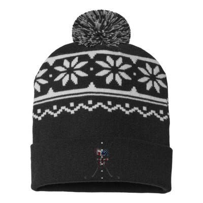 American Flag Skull Hockey Apparel Hockey USA-Made Snowflake Beanie