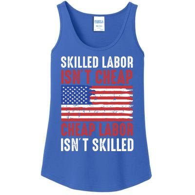 American Flag Skilled Labor Isnt Cheap Labor Day Gift Ladies Essential Tank