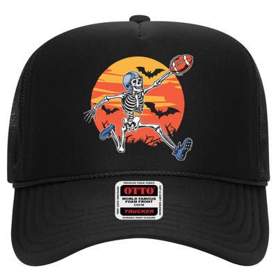 American Football Skeleton Player Halloween High Crown Mesh Back Trucker Hat