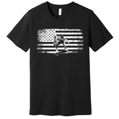 American Flag Skateboard - Skateboarder Skateboard Premium T-Shirt