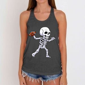 American Football Skeleton Halloween For Kids Women's Knotted Racerback Tank