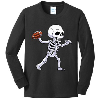 American Football Skeleton Halloween For Kids Kids Long Sleeve Shirt