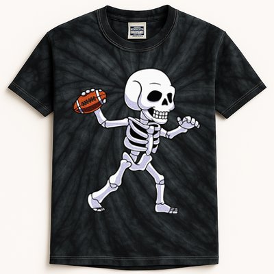 American Football Skeleton Halloween For Kids Kids Tie-Dye T-Shirt