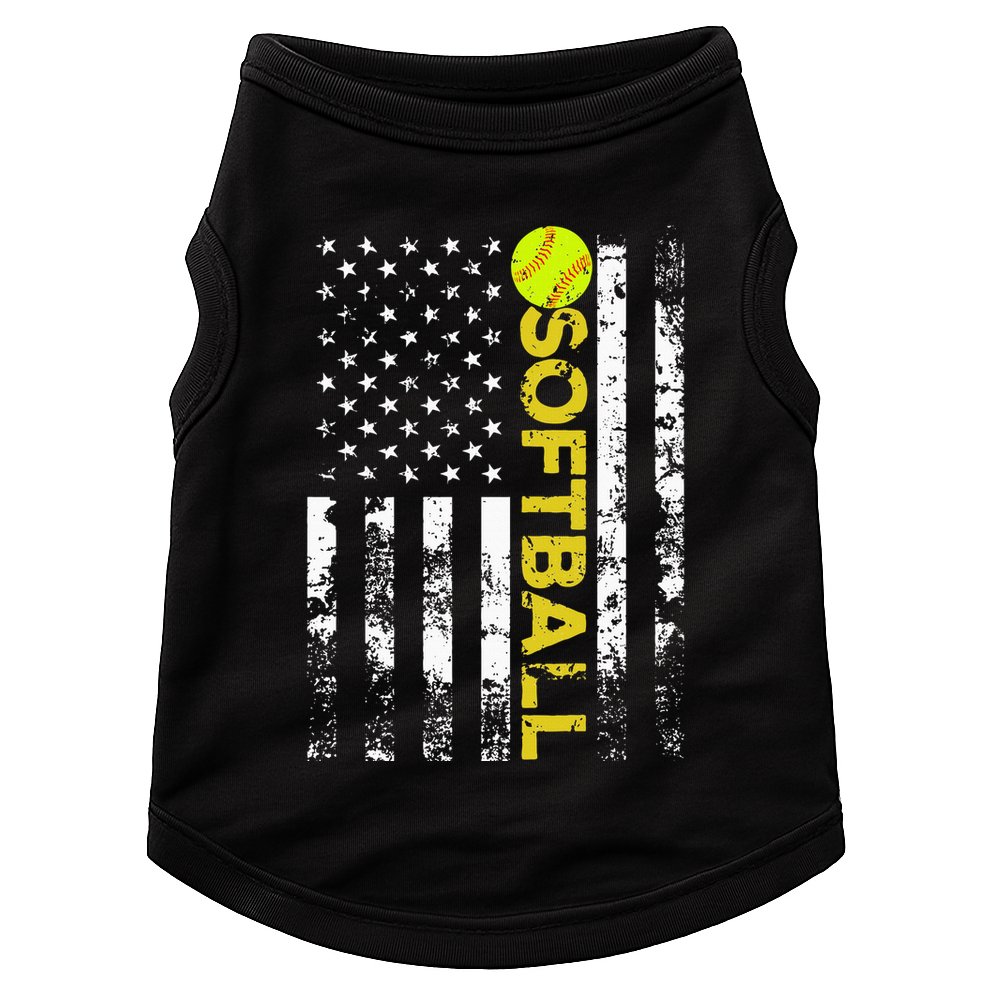 American Flag Softball Team Gift Doggie Tank