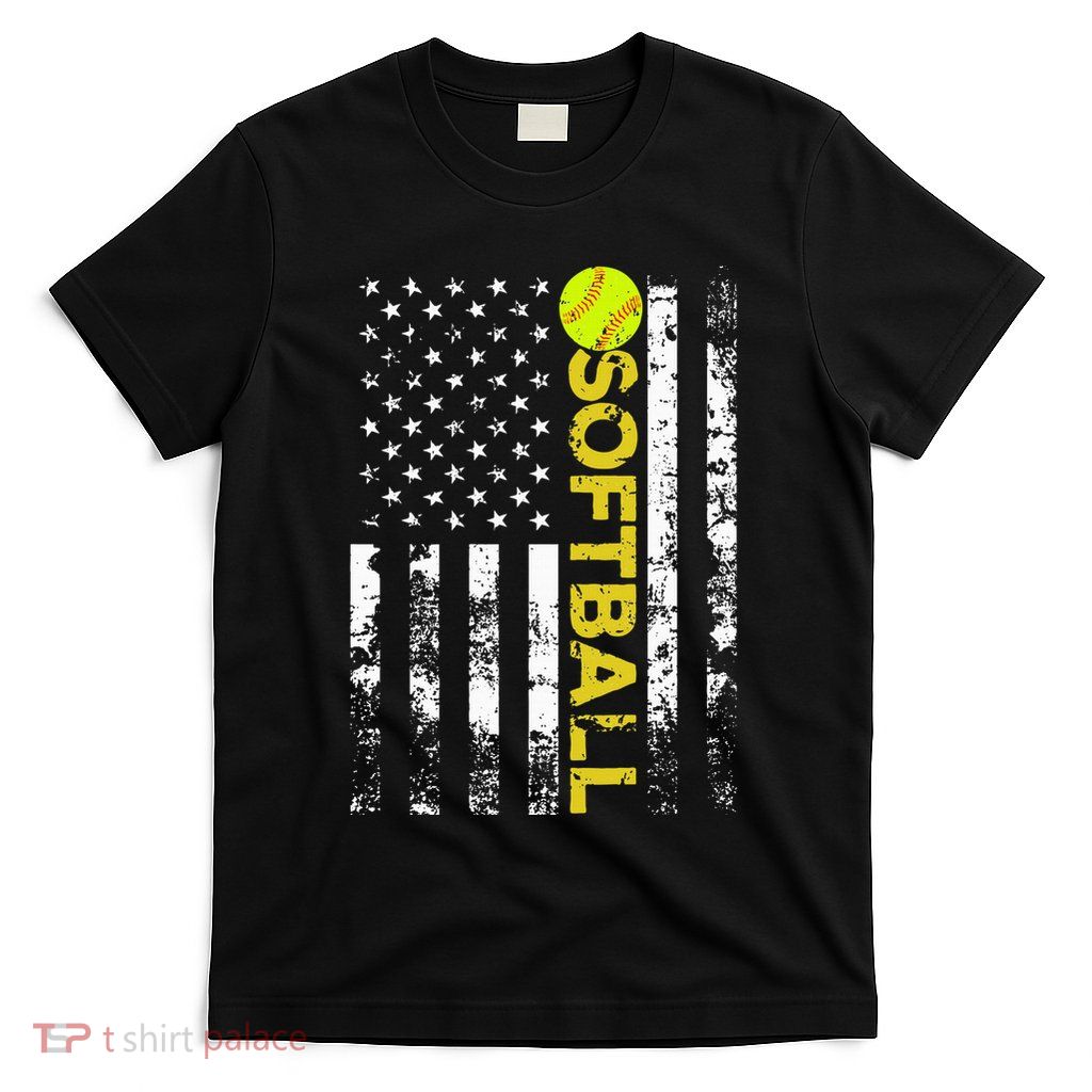 American Flag Softball Team Gift T-Shirt