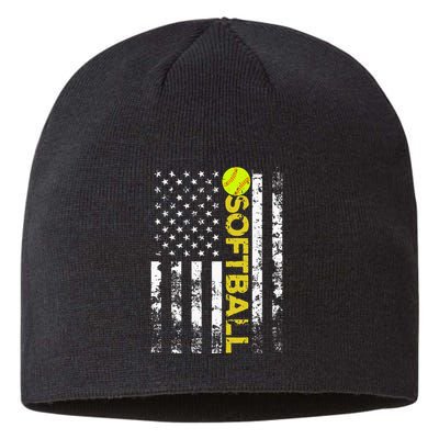 American Flag Softball Team Gift Sustainable Beanie