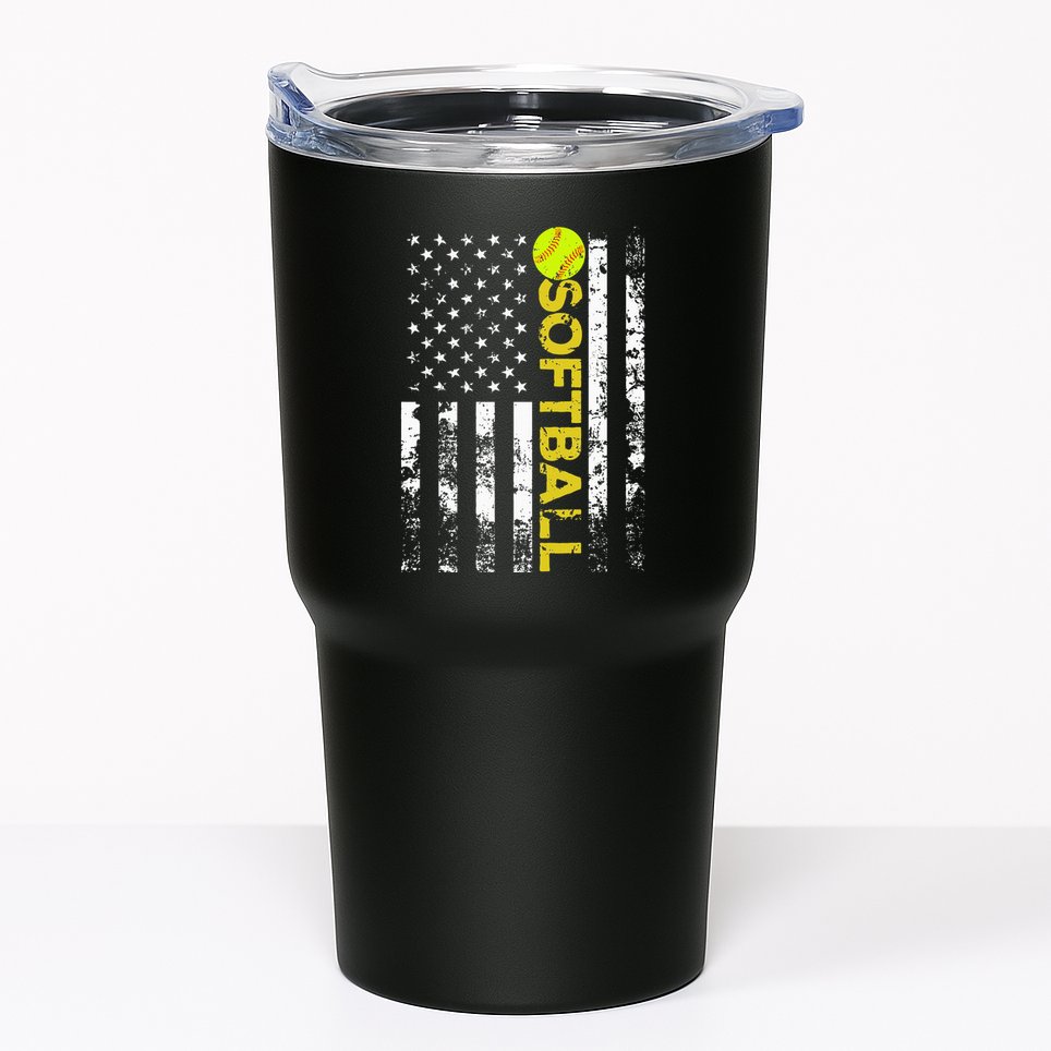 American Flag Softball Team Gift Tumbler